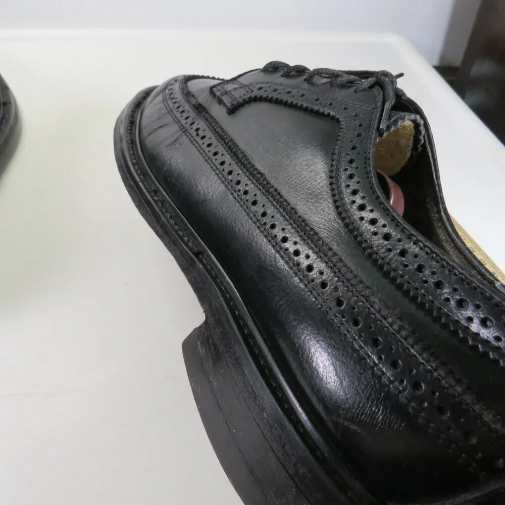 Vintage Men's Leather Dress Shoes Brown Wingtip Oxford Lace up 7 1/2 D